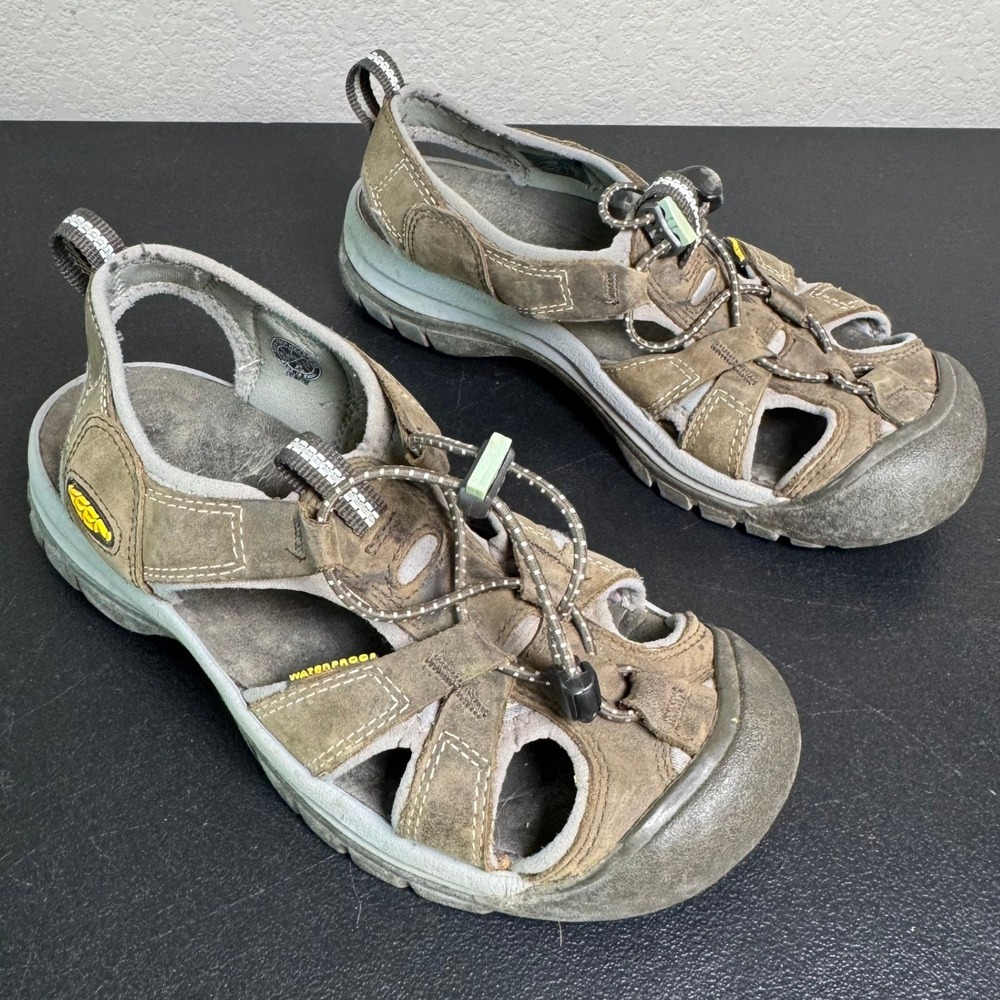 Keen Venice H2 Womens 7 Brown Leather Waterproof Hiking Sport Sandals Shoes